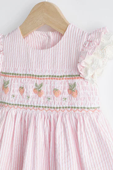 |BabyGirl| Vestido De Bebê Listrado Rosa (0 meses a 2 anos)