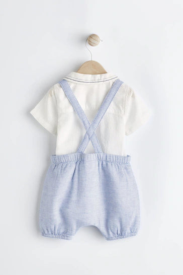 |BabyBoy| Conjunto De 3 Peças De Camisa Inteligente, Shorts e Meias - Pale Blue (0 meses a 2 anos)