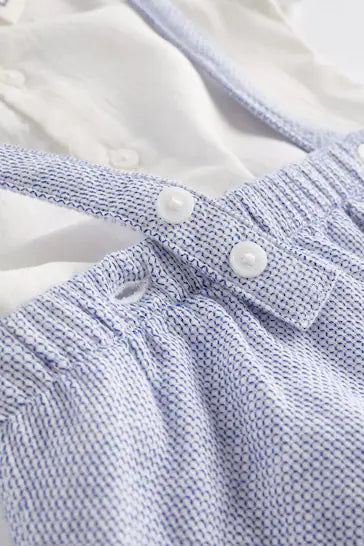 |BabyBoy| Conjunto De 3 Peças De Camisa Inteligente, Shorts e Meias - Pale Blue (0 meses a 2 anos)