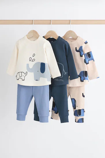 |BabyBoy| Conjunto De 6 Blusas e Leggings Para Bebês - Elefante Azul