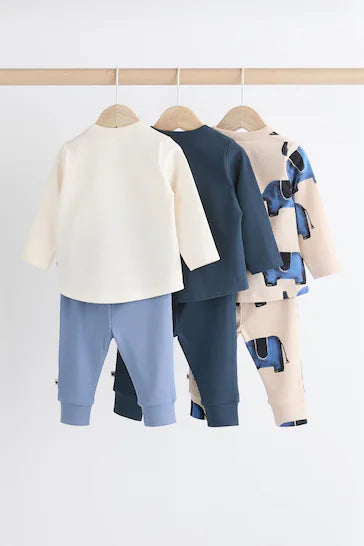 |BabyBoy| Conjunto De 6 Blusas e Leggings Para Bebês - Elefante Azul