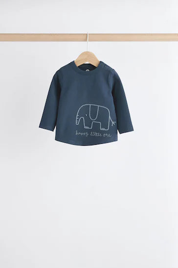 |BabyBoy| Conjunto De 6 Blusas e Leggings Para Bebês - Elefante Azul