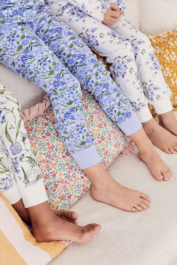 |Girl| Pacote De 3 Pijamas Florais - Blue/White Bluebell (9 meses a 16 anos)