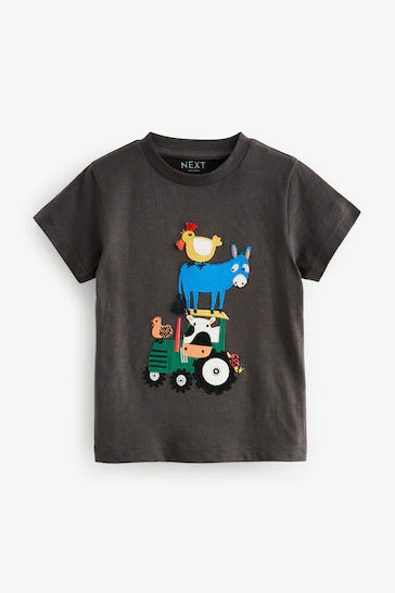|Boy| Pacote De 3 Camisetas De Personagens De Manga Curta - Green/Grey Farm (3 meses a 7 anos)