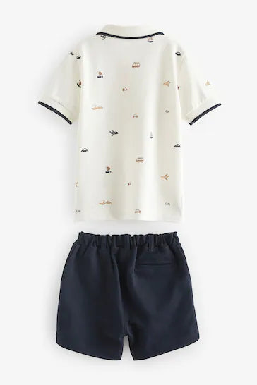 |Boy| Conjunto De Camisa Pólo e Shorts Estampados (3 meses a 7 anos)