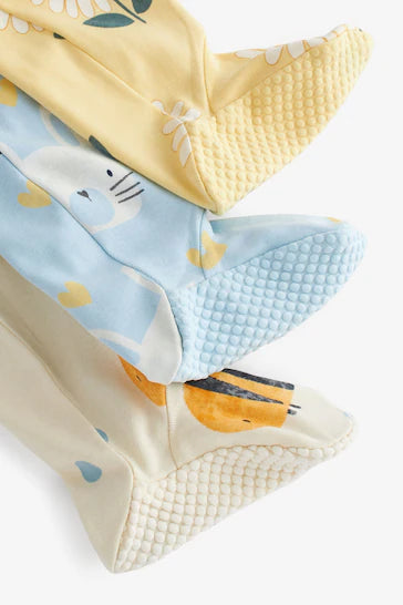 |Niña| Paquete de 3 pijamas para bebé con cremallera bidireccional - Azul/Amarillo (0 meses a 2 años)