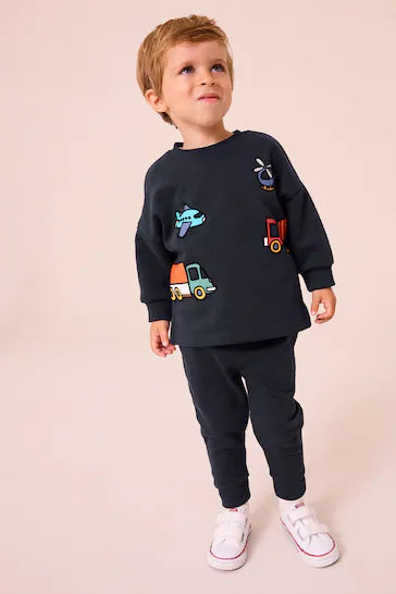 |Niño| Conjunto de camiseta de manga larga y joggers - Navy Transport (3 meses a 7 años)