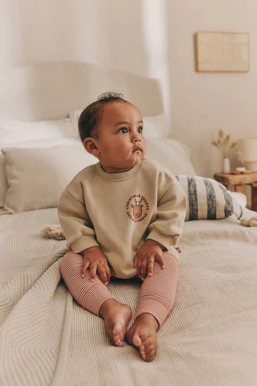 |Niña| Conjunto de leggings y sudadera para bebé Neutral Christmas (0 meses a 2 años)