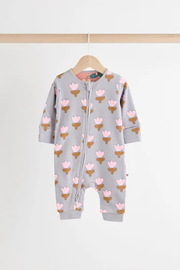 |BabyGirl| Conjunto De 3 Macacões Para Bebê Com Zíper Bidirecional Sem Pés 100% Algodão - creme (0 meses a 3 anos)