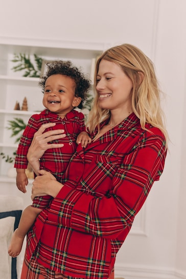 |BabyBoy| Macacão Vermelho Combinando Para Família, Bebê, Natal, Flanela Xadrez (0 meses a 3 anos)