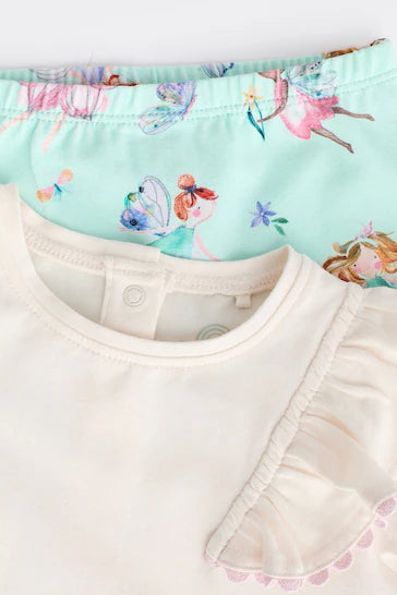 |BabyGirl| Conjunto De Top e Leggings De Manga Comprida Para Bebê - Branco/Verde