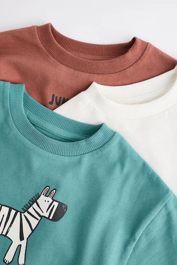 |Boy| Camisetas De Personagens Com Estampa Animal De Manga Comprida 100% Algodão, pacote com 3 (3 meses a 7 anos)