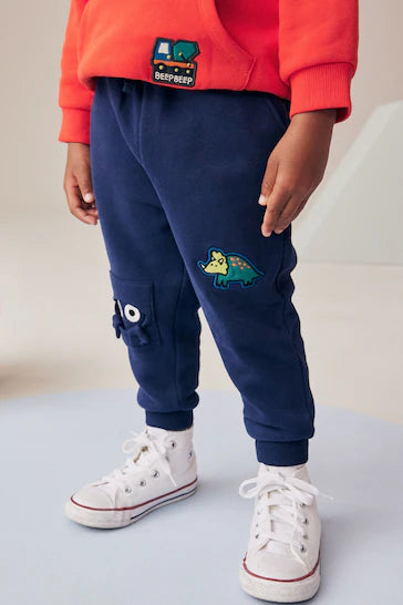 |Niño| Conjunto de sudadera y joggers con emblema de personaje en rojo/azul marino (3 meses a 7 años)