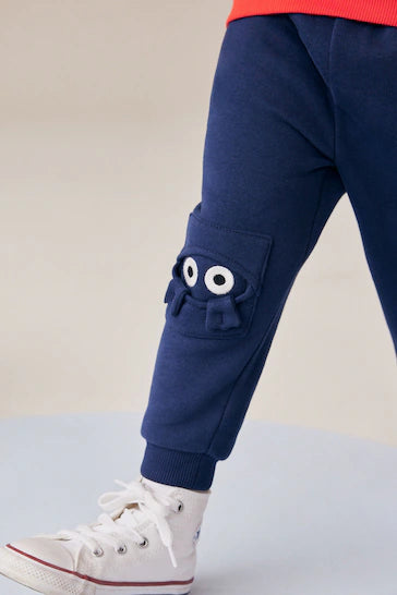 |Boy| Conjunto De Moletom e Joggers Com Emblemas De Personagens Vermelho/Azul Marinho (3 meses a 7 anos)