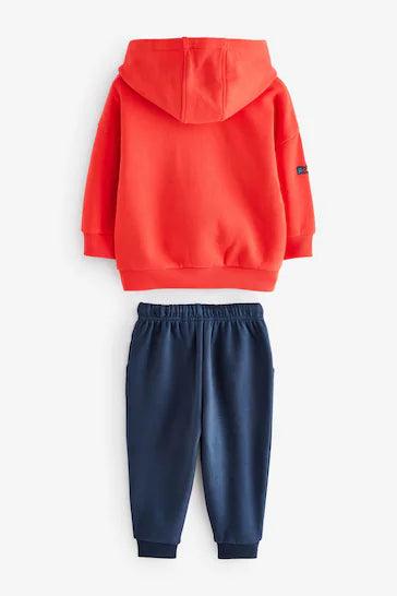 |Niño| Conjunto de sudadera y joggers con emblema de personaje en rojo/azul marino (3 meses a 7 años)