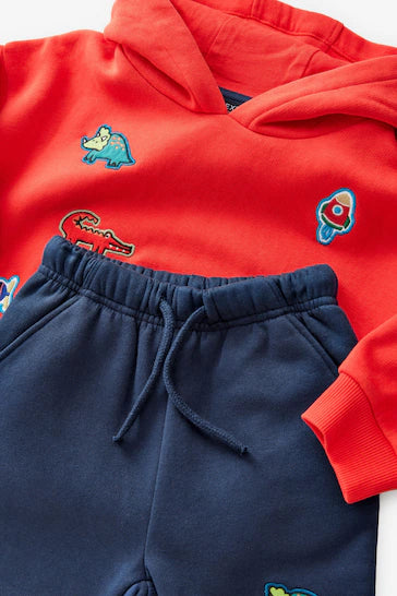 |Niño| Conjunto de sudadera y joggers con emblema de personaje en rojo/azul marino (3 meses a 7 años)