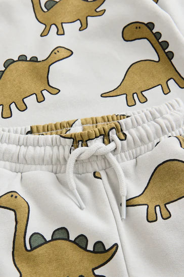 |Boy| Conjunto De Moletom e Joggers Com Estampa Completa - Dinossauros Azuis Minerais (3 meses a 7 anos)