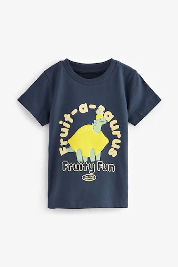 |Niño| Camiseta azul marino con personaje de manga corta Lemon Dino (3 meses a 7 años)