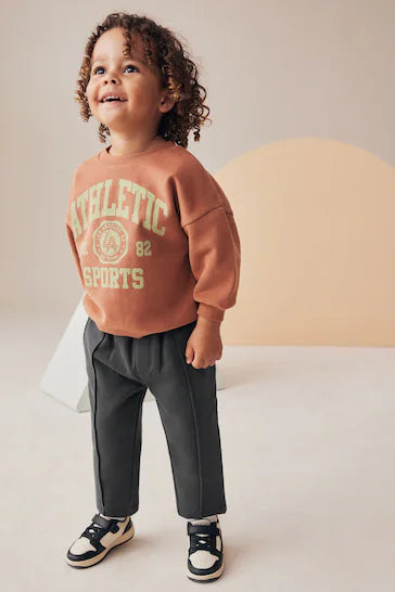 |Boy| Conjunto De Moletom e Jogger Rust Brown Varsity (3 meses a 7 anos)