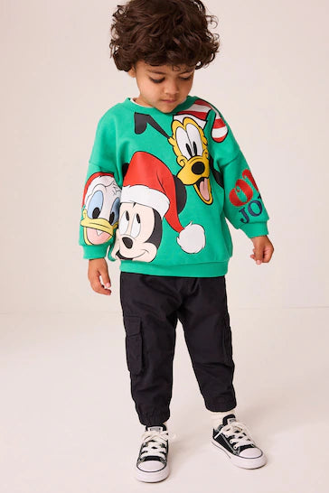 |Niño| Sudadera Cuello Redondo Mickey Mouse 100% Algodón – Verde Navidad (3 meses a 8 años)