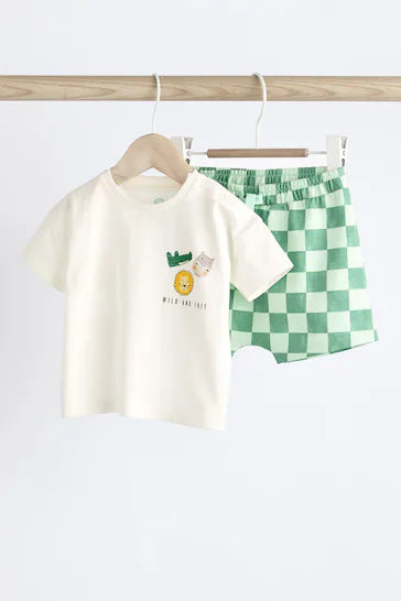 |Bebé| Conjunto de 2 piezas de camiseta y pantalón corto para bebé - Personaje Verde