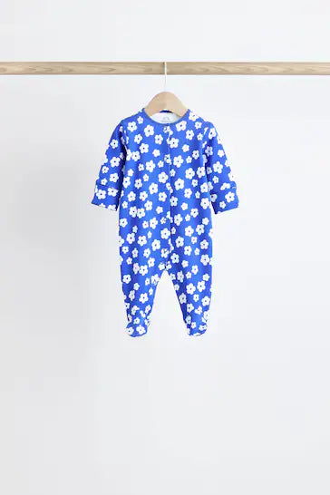 |BabyGirl| Conjunto De 5 Macacões 100% Algodão Com Pés Para Bebê - Azul (0-2 anos)