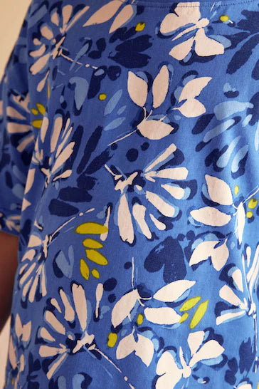 |BigGirl| Pacote de 3 pijamas curtos - Azul Floral/Listra (9 meses a 16 anos)