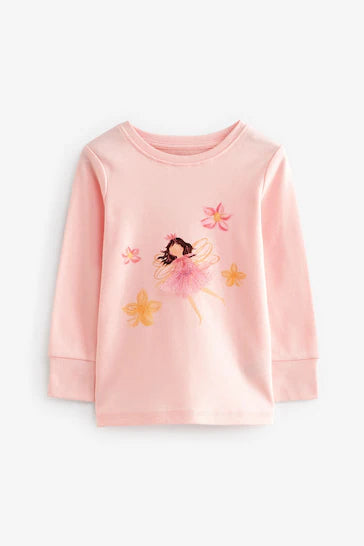 |BigGirl| Pacote De 3 Pijamas Estampados De Fada Rosa/Creme (9 meses a 12 anos)