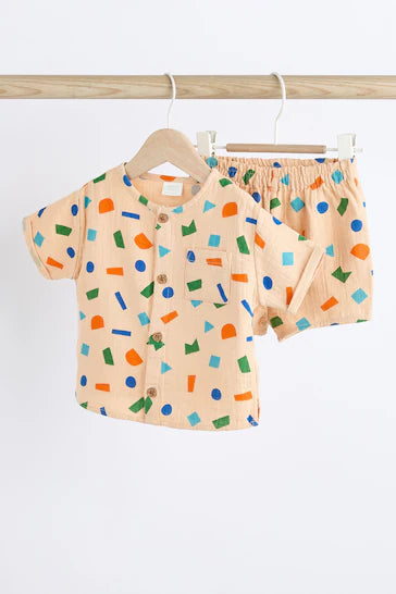 |BabyBoy| Conjunto De Top e Shorts - Formato Creme/Brilhante (0 meses a 2 anos)