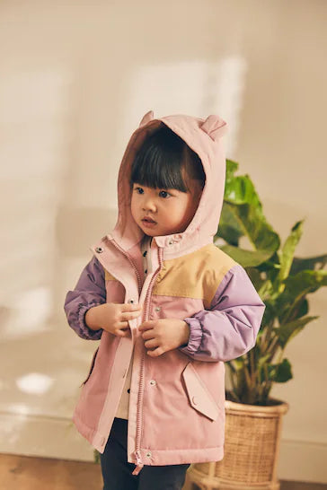 |Niña| Chaqueta impermeable color block - Rosa (3 meses a 7 años)