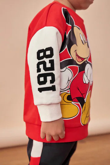 |Boy| Conjunto De Moletom e Jogging Vermelho/Preto Do Mickey Mouse Com Gola Redonda (3 meses a 8 anos)