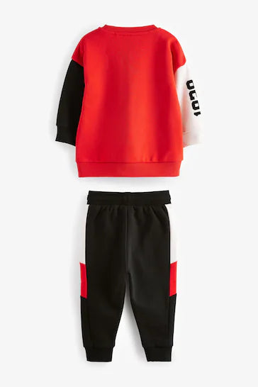 |Boy| Conjunto De Moletom e Jogging Vermelho/Preto Do Mickey Mouse Com Gola Redonda (3 meses a 8 anos)