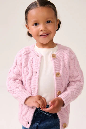 |Girl| Cardigan Robusto - Rosa (3 meses a 10 anos)