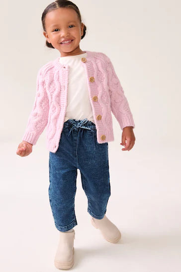 |Girl| Cardigan Robusto - Rosa (3 meses a 10 anos)