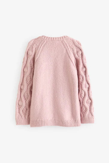 |Girl| Cardigan Robusto - Rosa (3 meses a 10 anos)