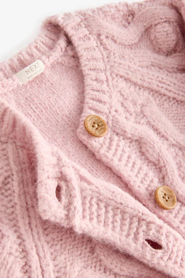 |Girl| Cardigan Robusto - Rosa (3 meses a 10 anos)