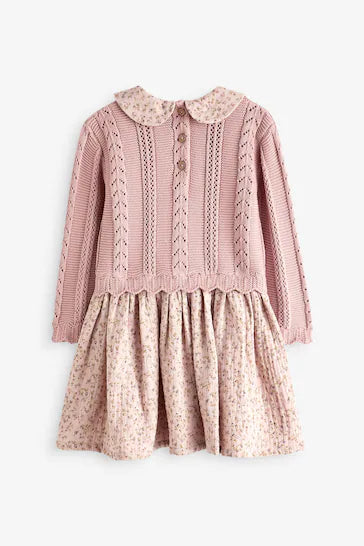 |Girl| Vestido De Gola Em Malha Rosa (3 meses a 10 anos)