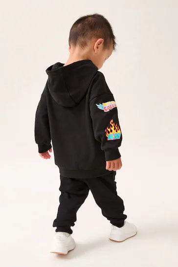 |Boy| Conjunto De Moletom e Joggers Preto Hot Wheets Jersey (9 meses a 8 anos)