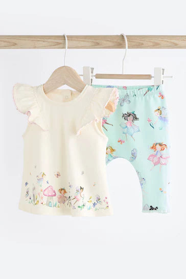 |BabyGirl| Conjunto Top E Leggings Para Bebê - Cena De Fada Branca