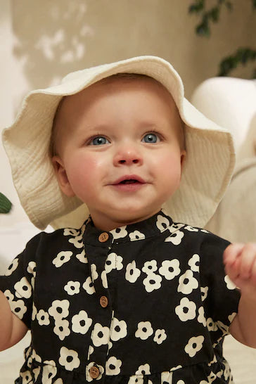 |Niña| Pelele de bebé con flores en blanco y negro (0 meses a 2 años)