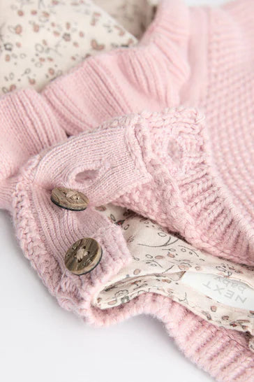 |Niña| Conjunto de mallas y pantalones bombachos de manga larga de malla rosa (0 meses a 2 años)