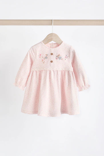 |BabyGirl| Conjunto De 2 Vestidos De Jérsei Rosa Floral/Fada Para Bebê (0 meses a 2 anos)