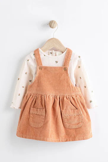 |Niña| Vestido delantal de pana para bebé - Marrón tostado (0 meses a 2 años)