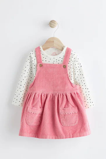 |Niña| Vestido Delantal de Pana para Bebé Rosa Vivo (0 meses a 2 años)