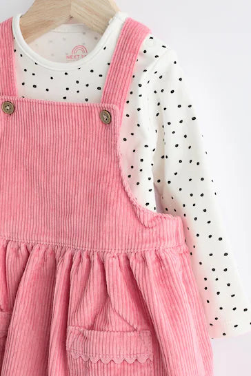 |BabyGirl| Vestido Avental De Veludo Cotelê Para Bebê - Rosa Brilhante (0 meses a 2 anos)