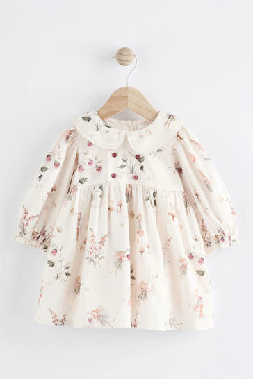 |Niña| Vestido blanco de tela floral/hada para bebé con medias (0 meses a 2 años)