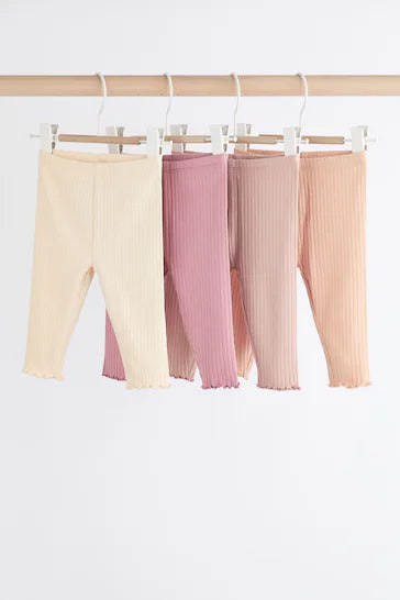 |Bebé| Lote de 4 leggings para bebé - Canalé Rosa