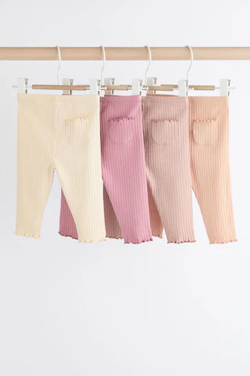 |Bebé| Lote de 4 leggings para bebé - Canalé Rosa