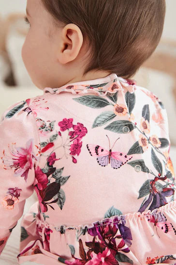 |BabyGirl| Conjunto De Blusa e Leggings De Manga Comprida Para Bebê - Floral Rosa