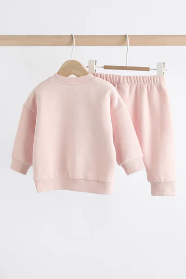 |Niña| Conjunto de Sudadera y Chándal Hello Bear Rosa para Bebé